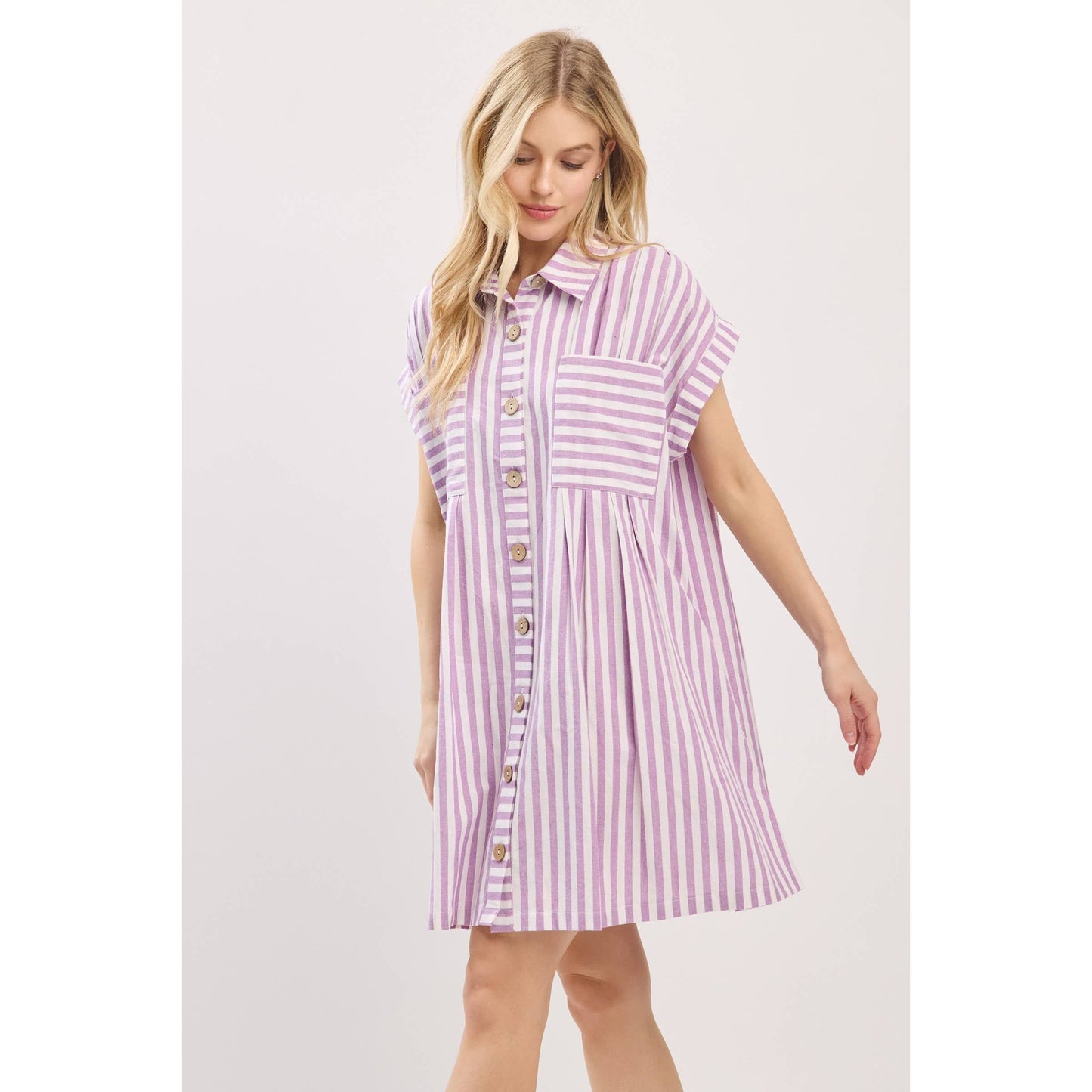 COTTON STRIPED TUNIC DRESS