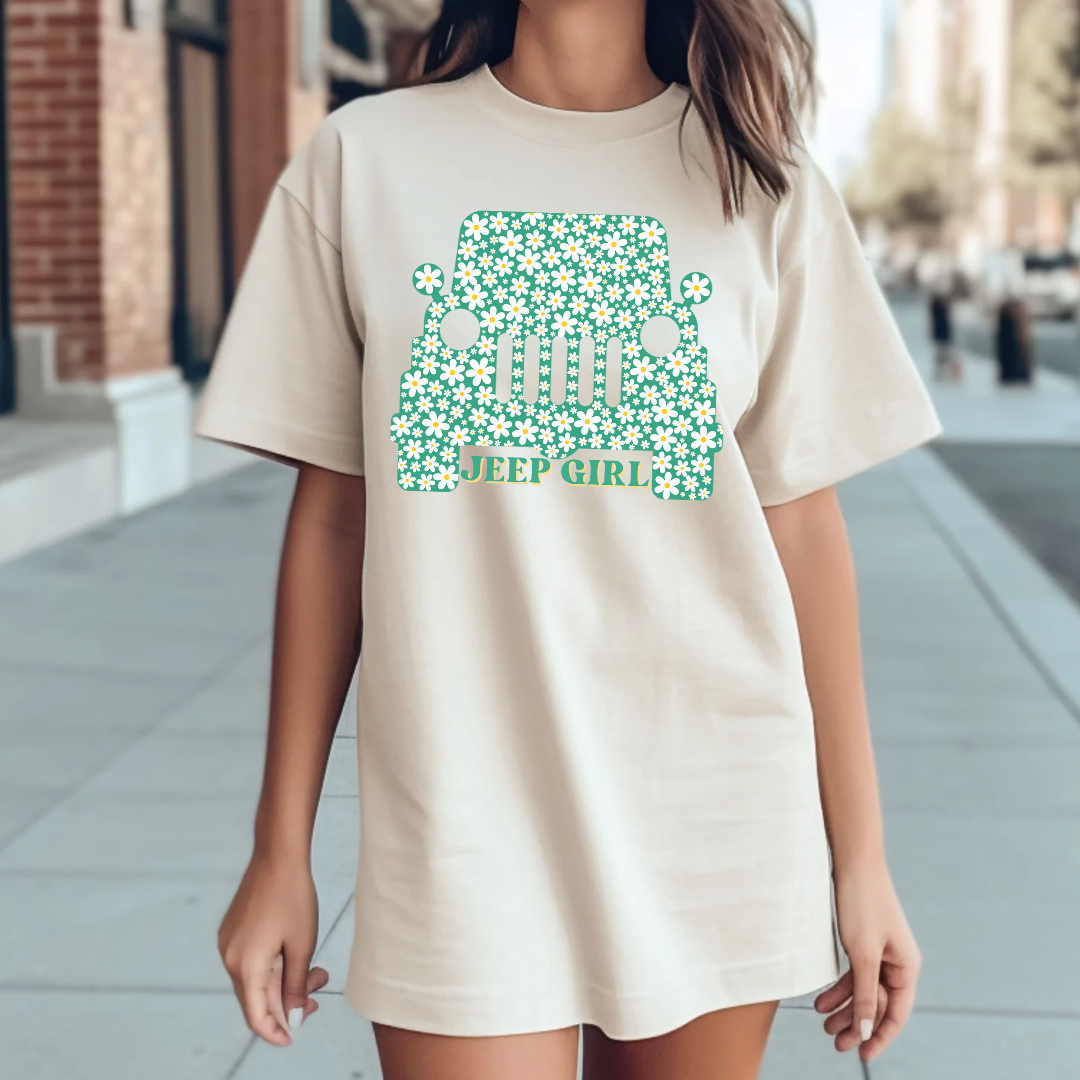 Floral daisy off road natural tshirt
