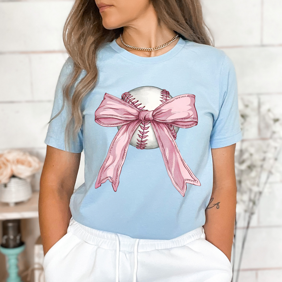 PINK bow baseball tshirt