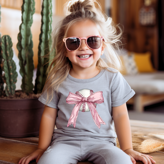 Bow baseball kids grey tshirt