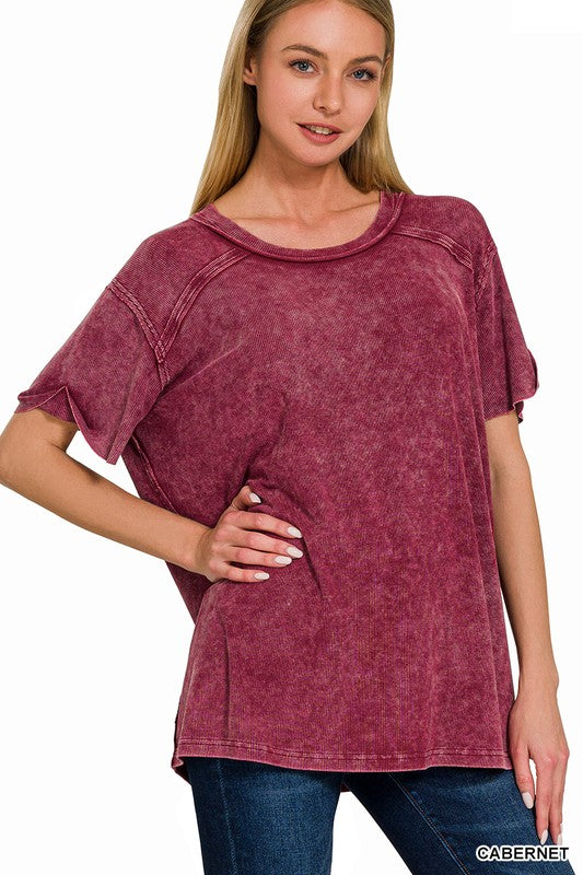 Washed Ribbed Top