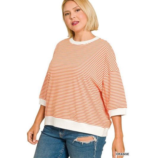 Plus Striped Banded Top
