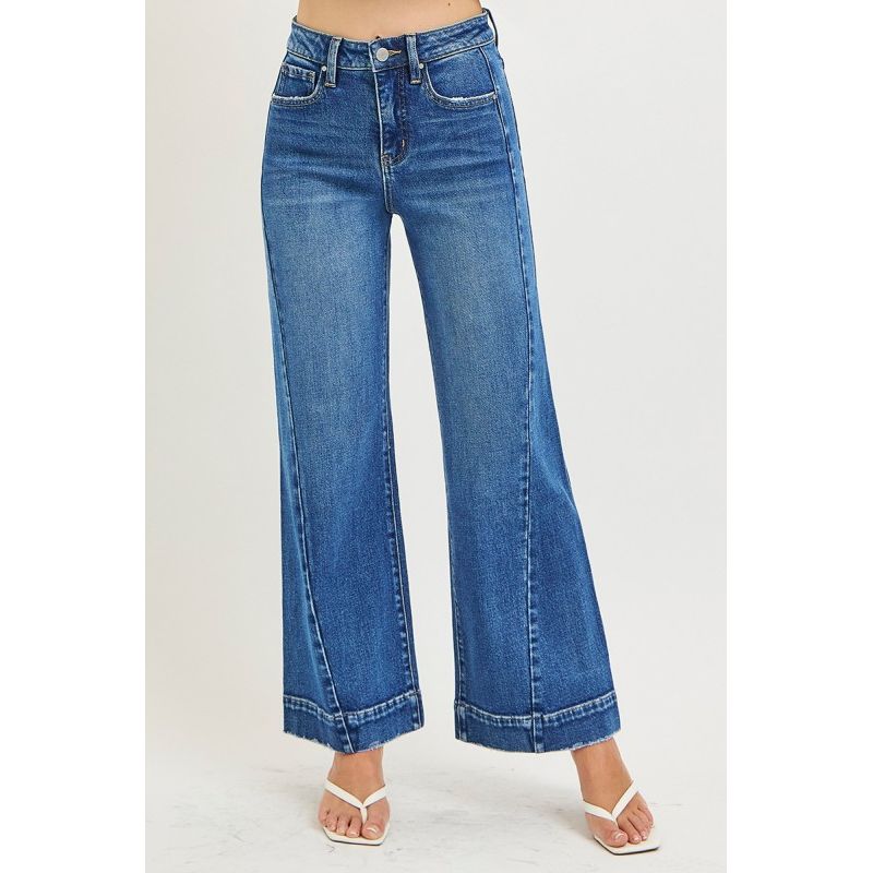 Tummy Control High Rise Ankle Wide Jeans