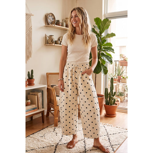 Polka Dot Scuba Barrel Pants