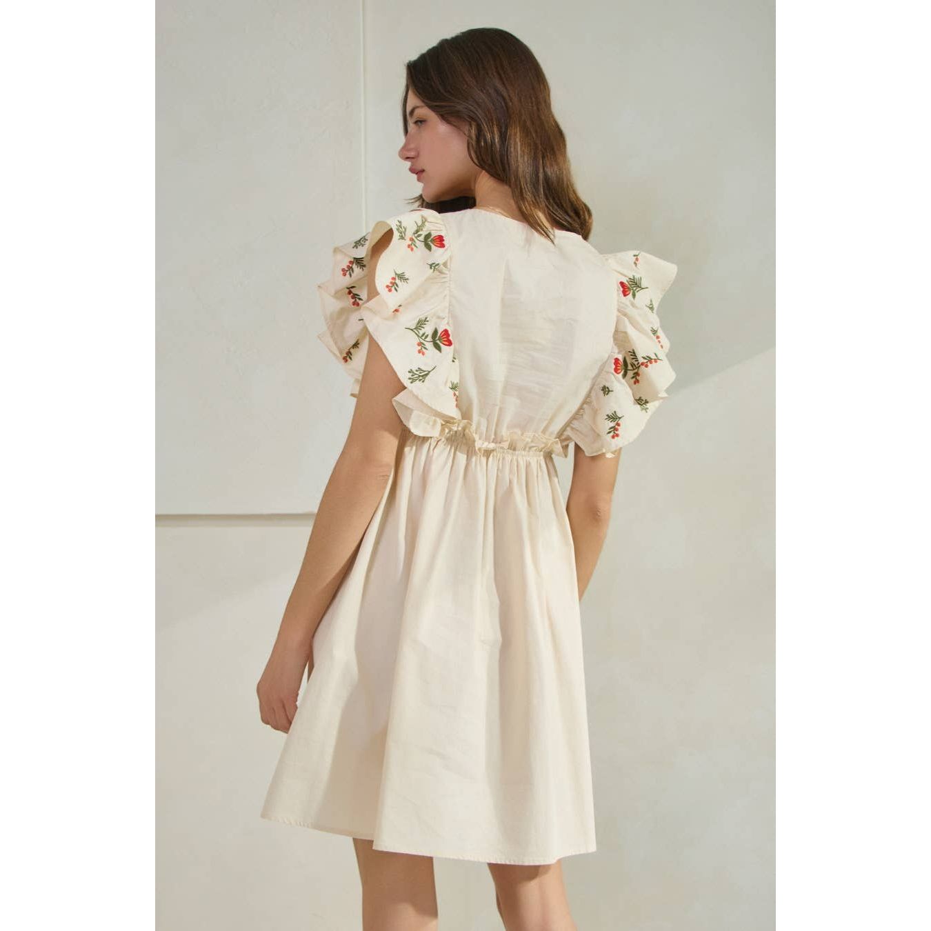 Embroidered Poplin Mini Dress
