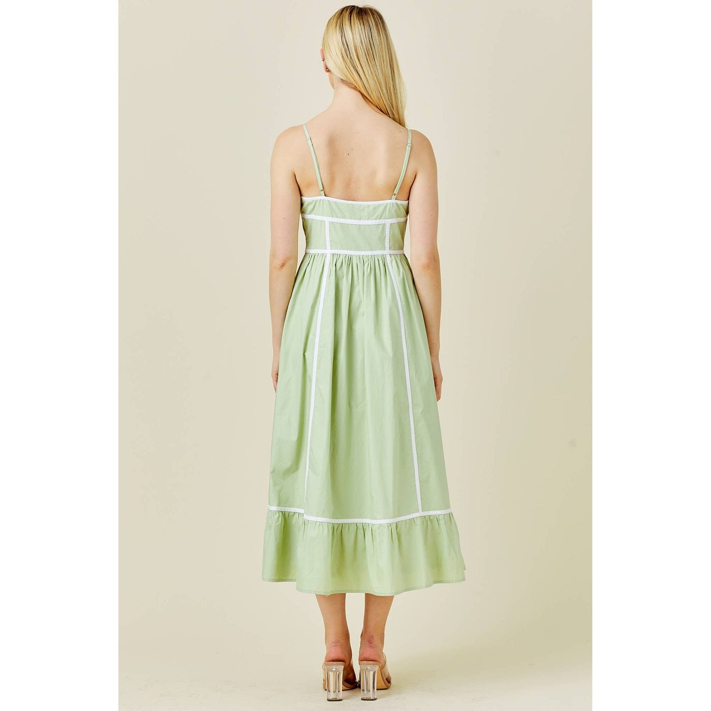 LINED SOLID SAGE DRESS