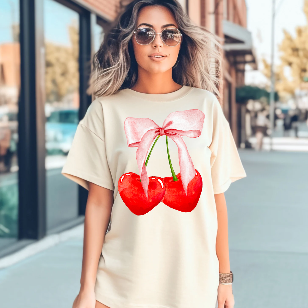 Soft Coquette Bow Cherry Tee