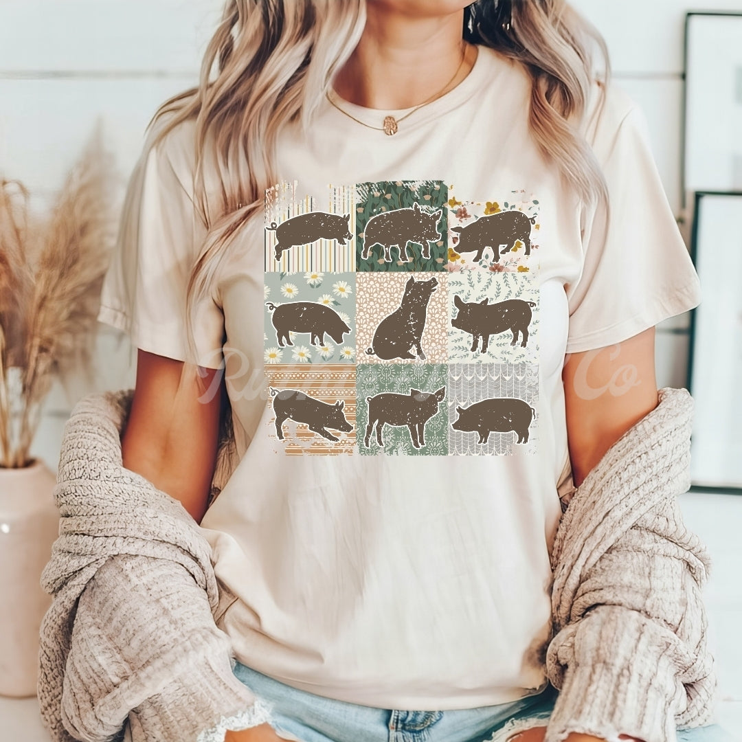 Farmhouse Barn Animals Design Tee