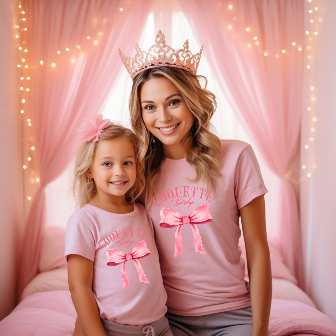 Pink Bow Coquette Girly Tee