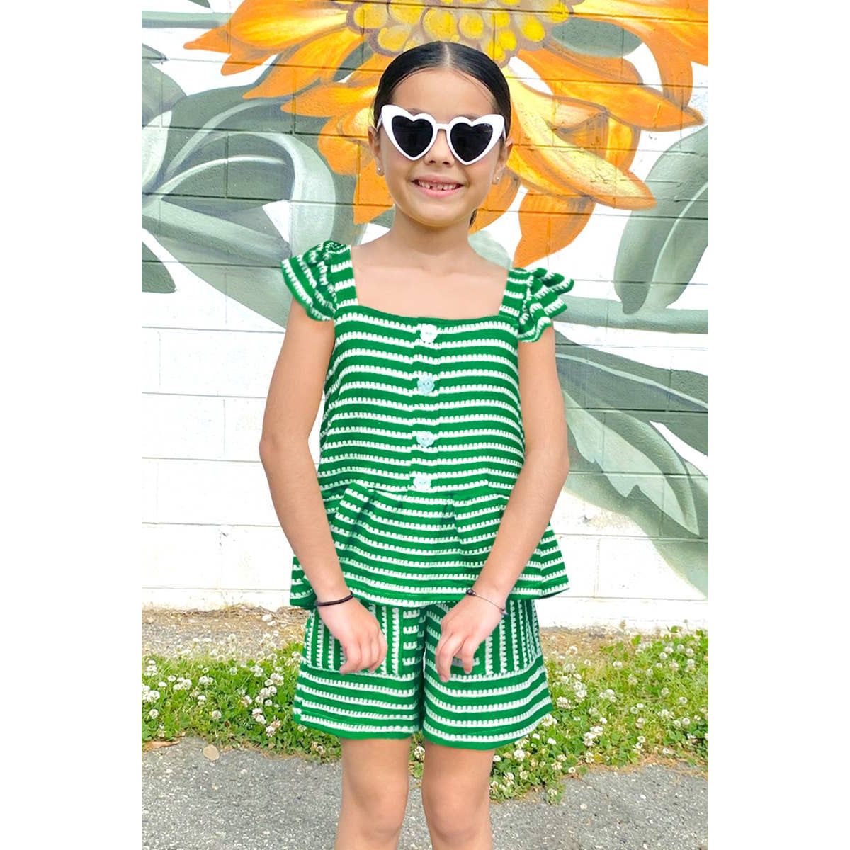 Girl's 2 pc Striped Short Set