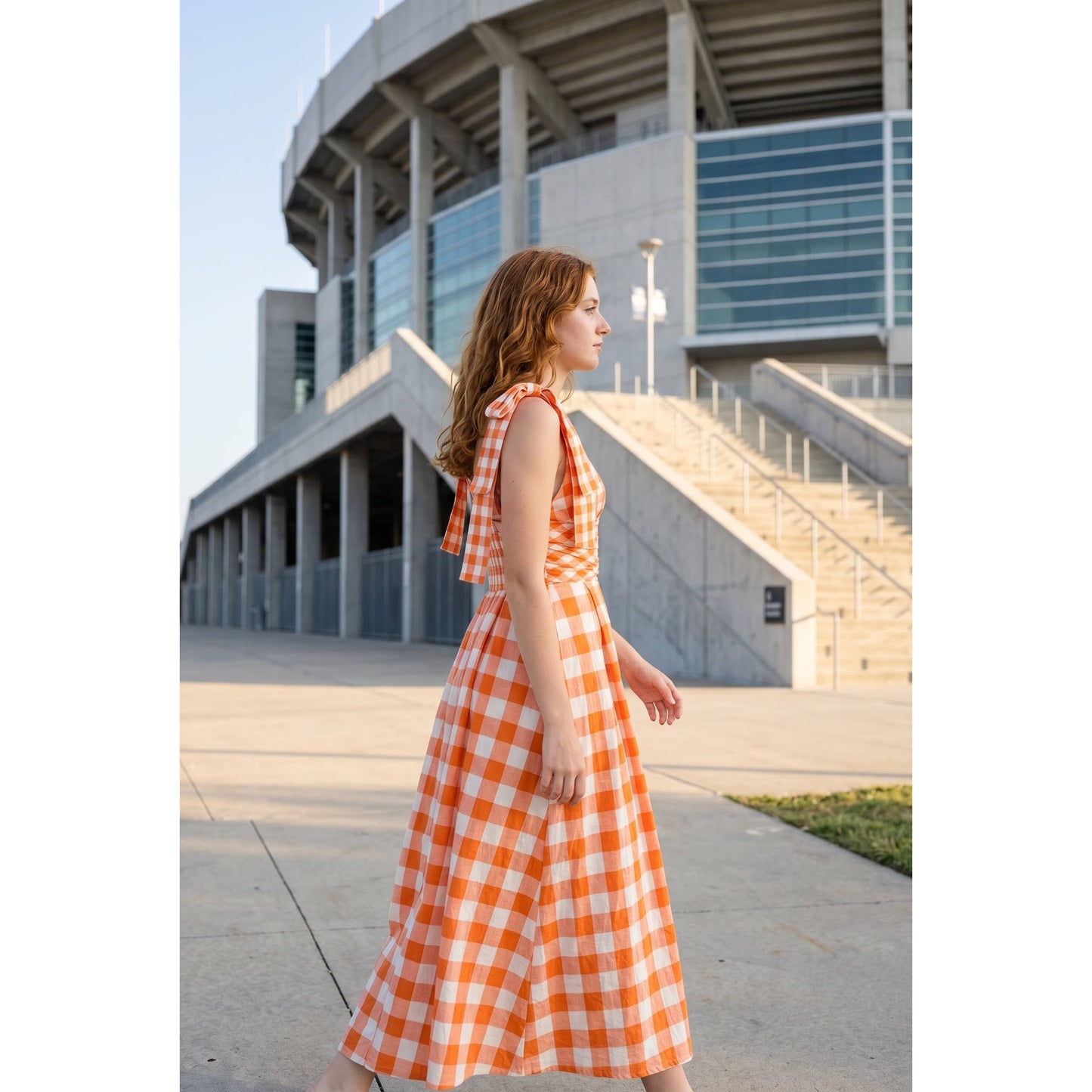 Orange Gingham Maxi Dress