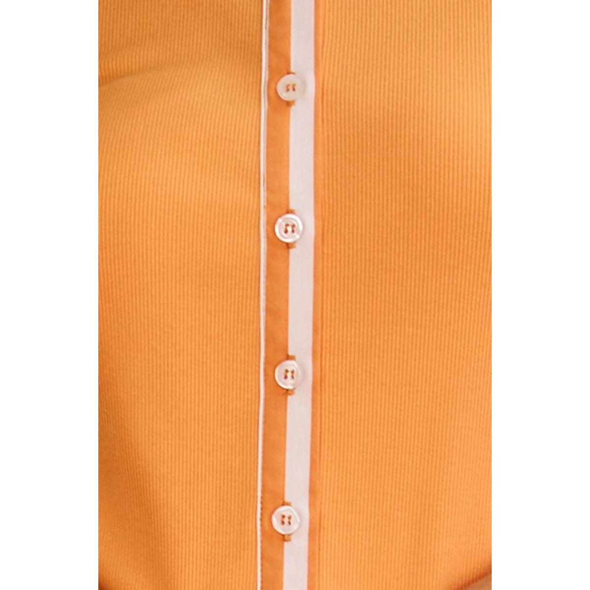 Trim Button-Down Ribbed Top