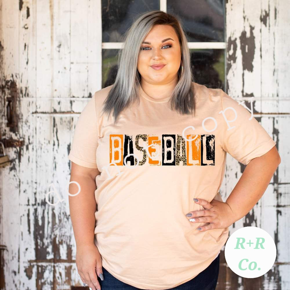 baseball word leopard and orange