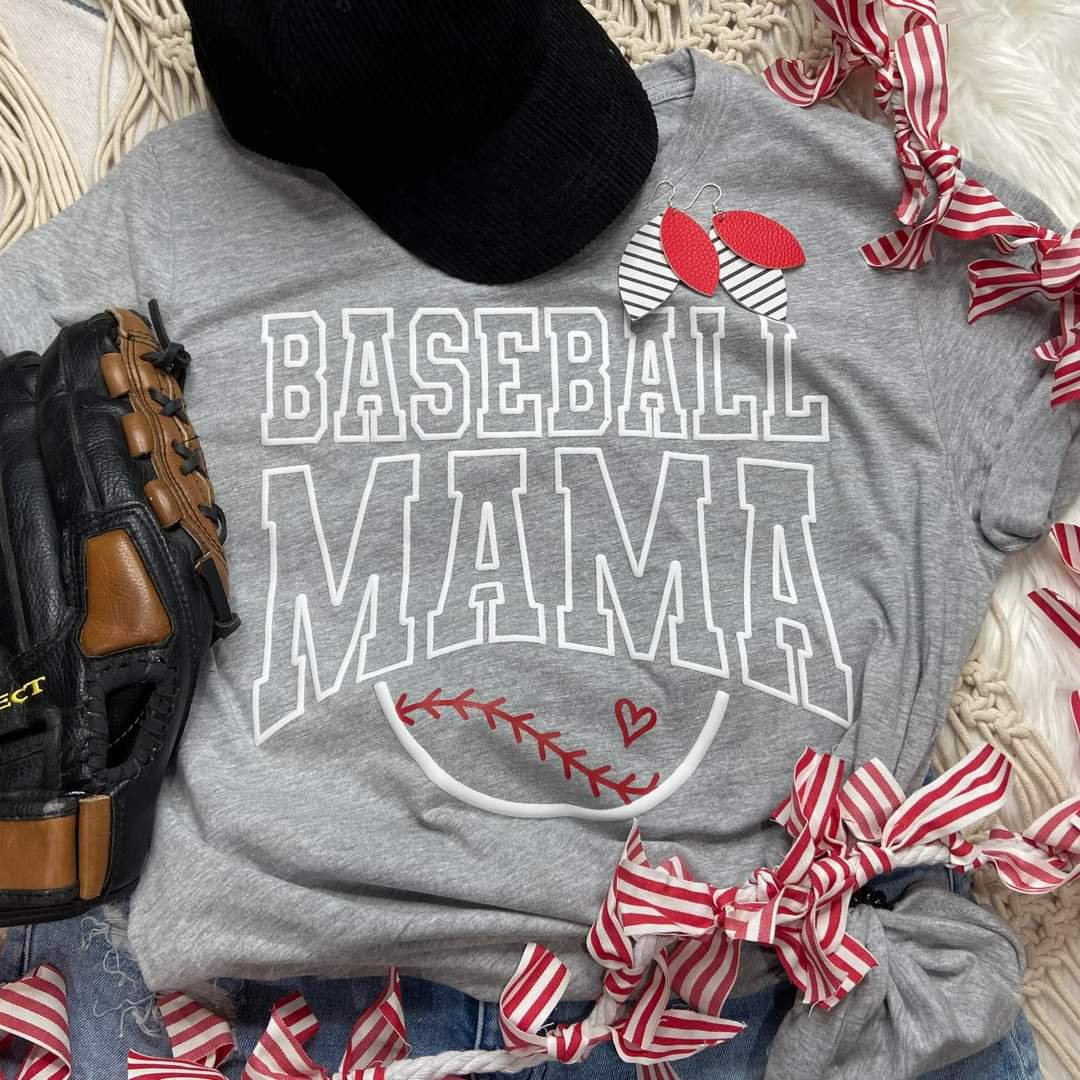 Baseball Mama Puff Print Tshirt