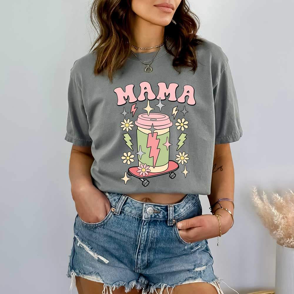 Mama skateboard spring color tshirt