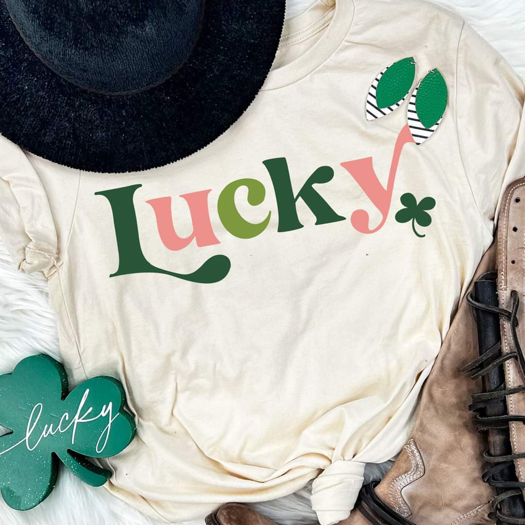 Word Lucky pink and green St. Patrick's Day Shirt
