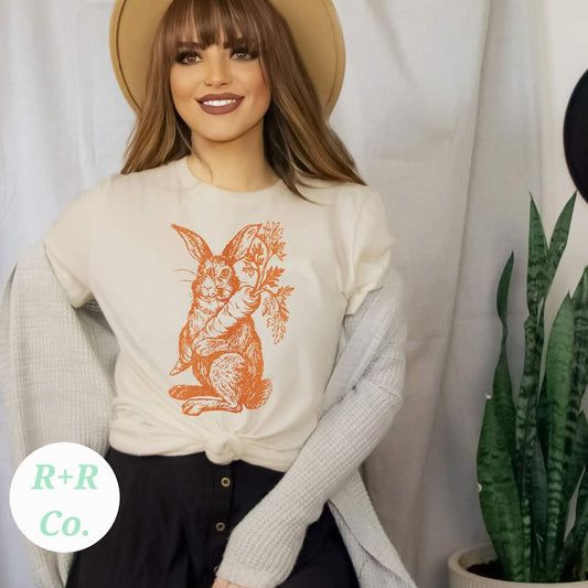 Orange Easter Bunny DTF print tee