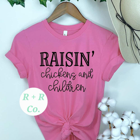 Raisin Chickens and children word tshirt