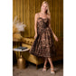 Bustier Leopard Midi Dress With Rhinestone
