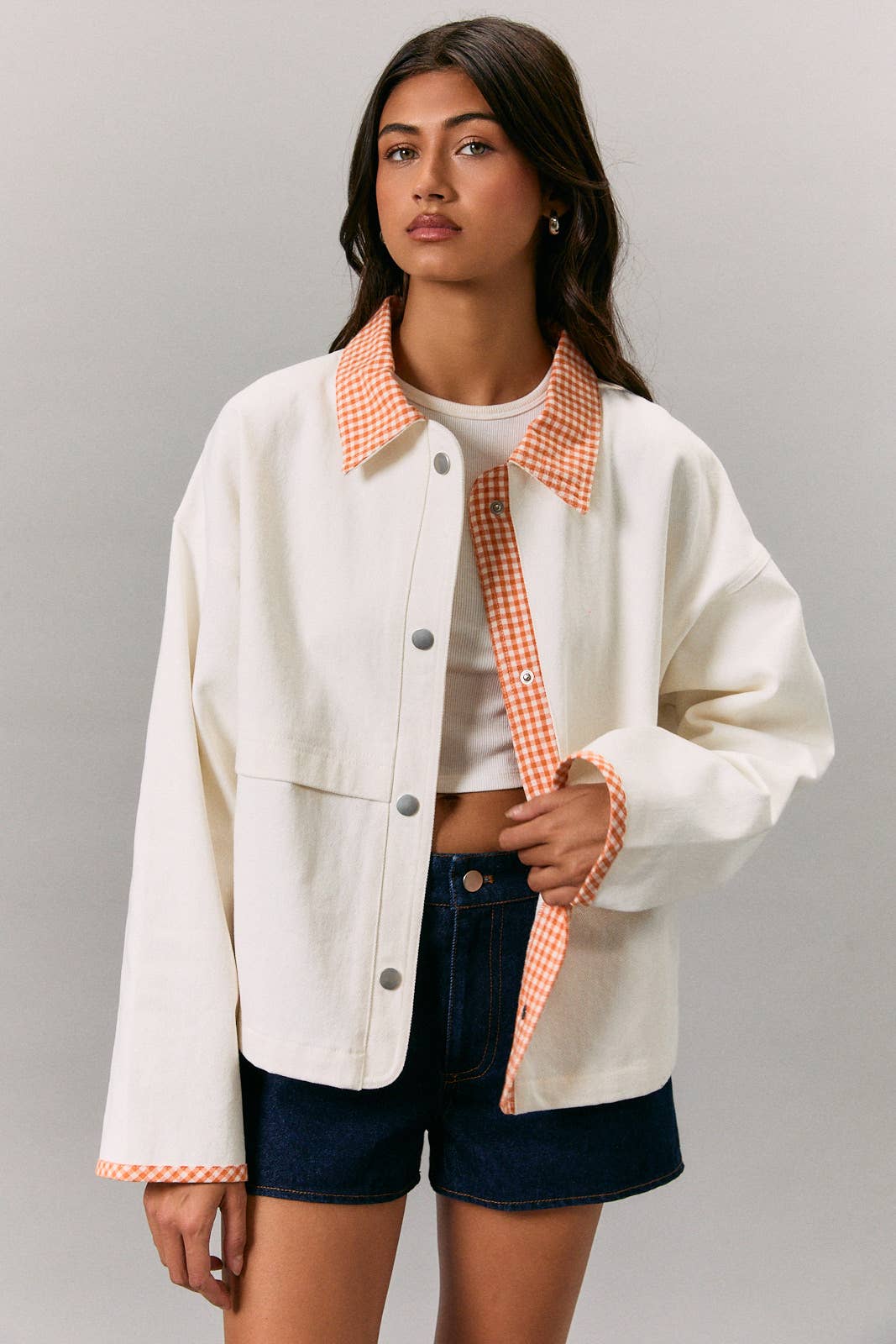 Orange Gingham Barn Jacket