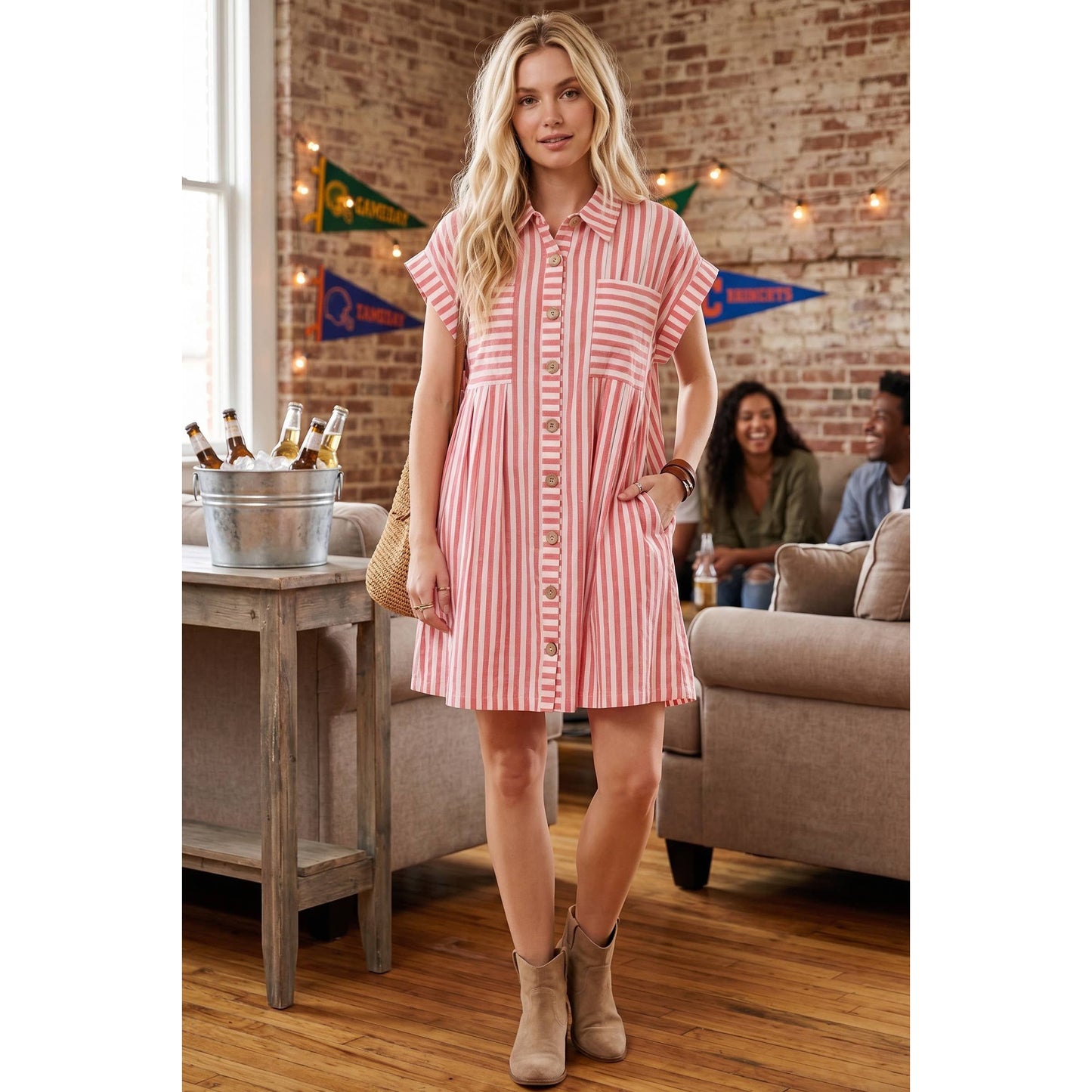 COTTON STRIPED TUNIC DRESS