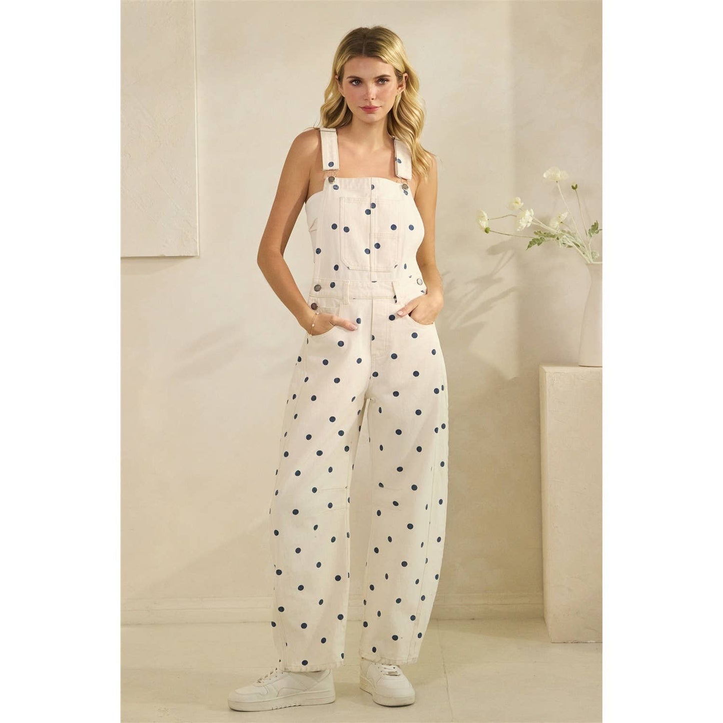 Relaxed Chic Polka Dot Overalls