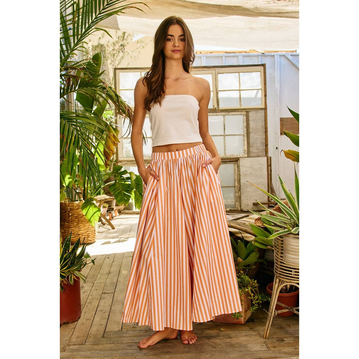 Striped Gaucho Pants