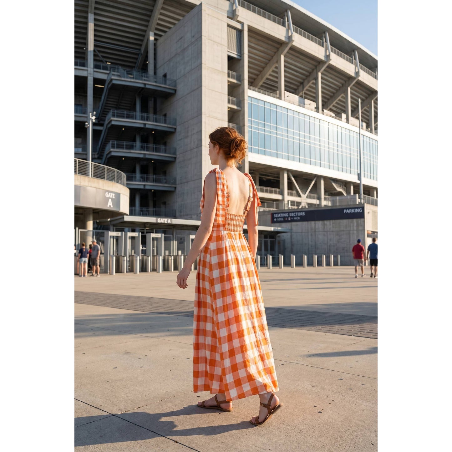 Orange Gingham Maxi Dress