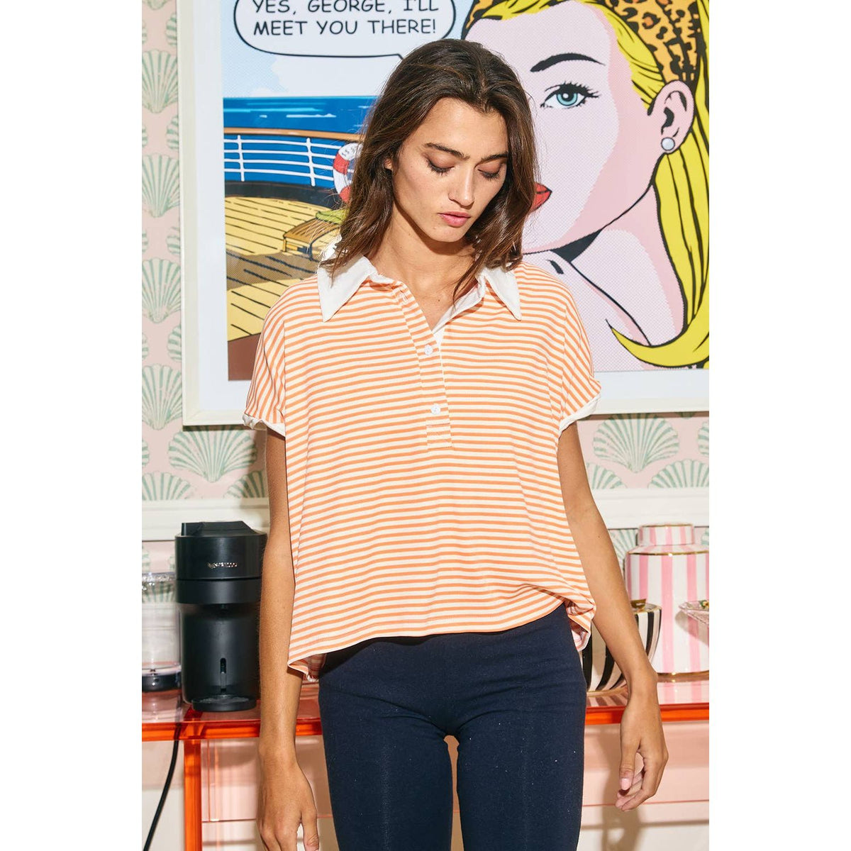 Stripe Print Crop Top