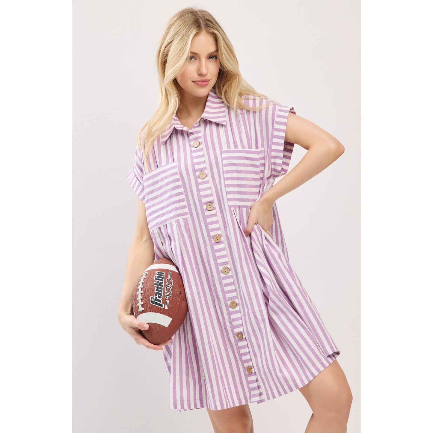 COTTON STRIPED TUNIC DRESS