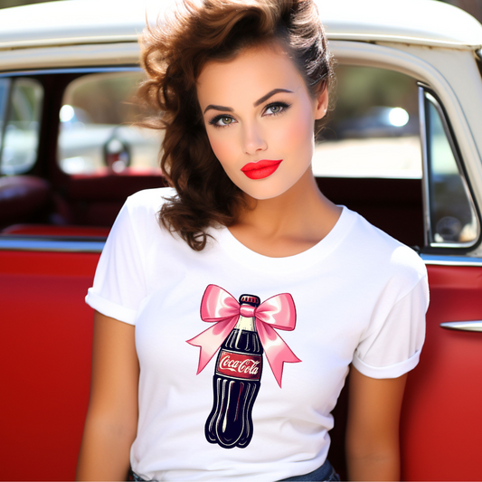 Pink bow on Soda bottle tshirt