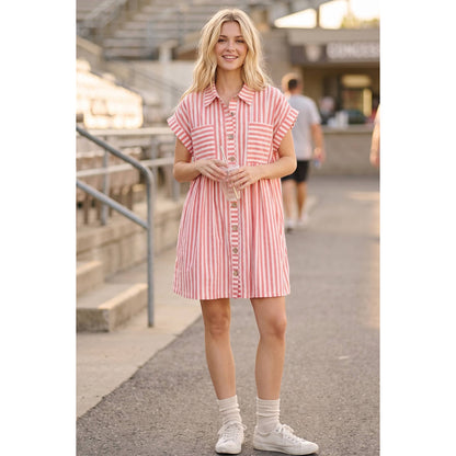COTTON STRIPED TUNIC DRESS