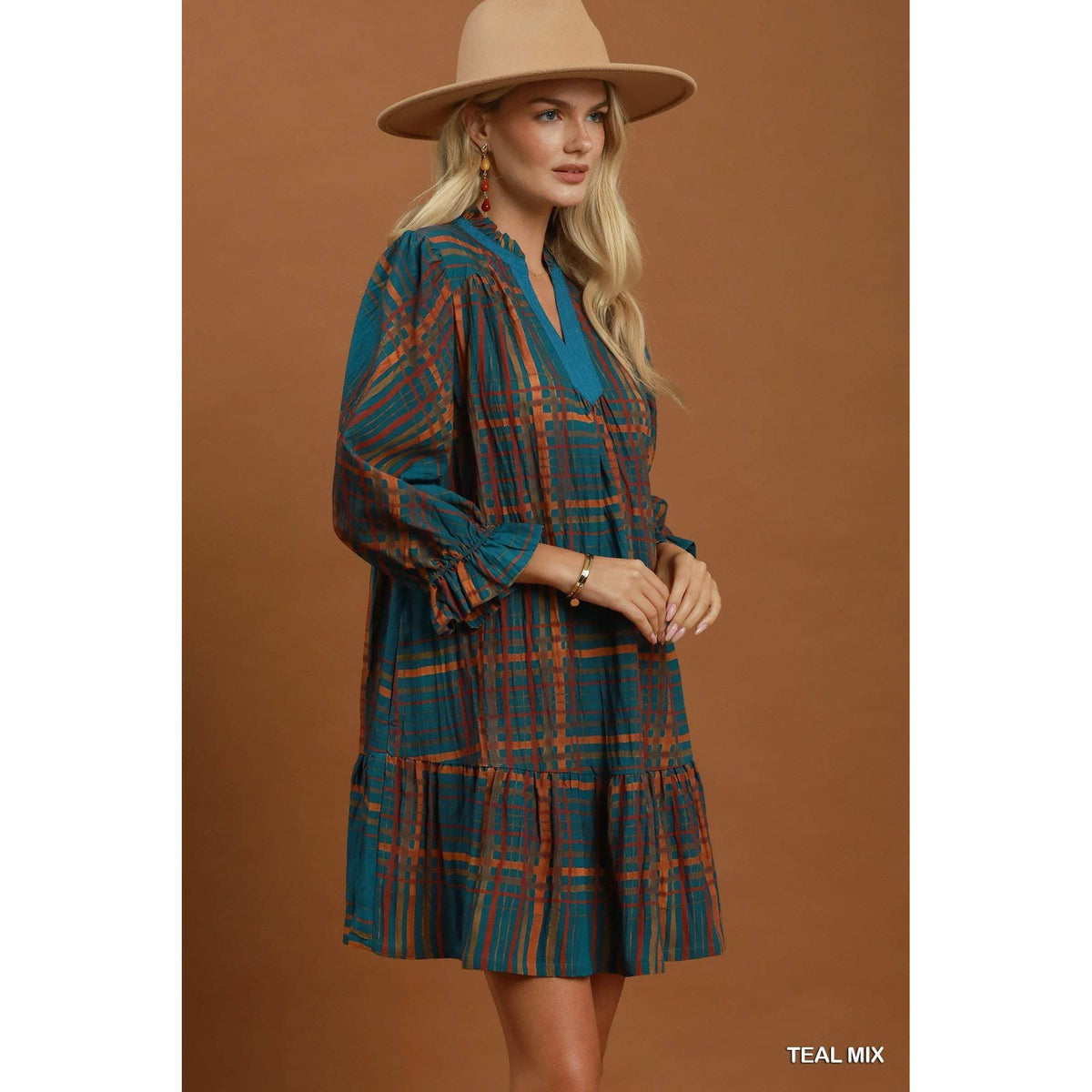Mix Plaid Tiered Babydoll Dress
