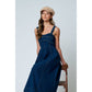 CORSET SEAM DETAIL DENIM MIDI DRESS