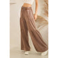 WASHED TIERED WIDE-LEG DRAWSTRING PANTS