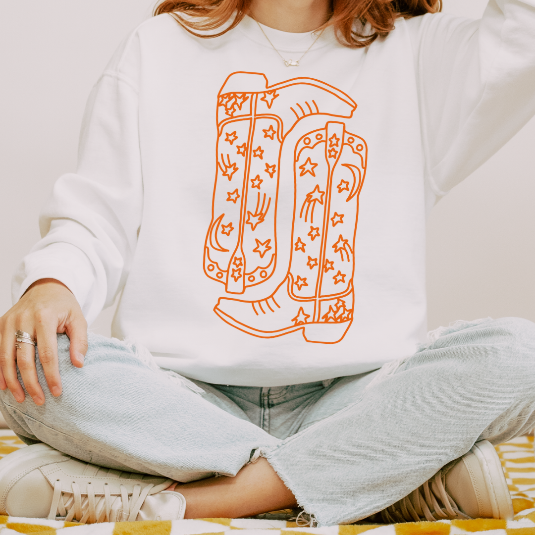 Western Orange Star Boots Tee