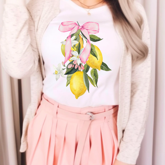 Soft girl pink bow and spring lemons tshirt design