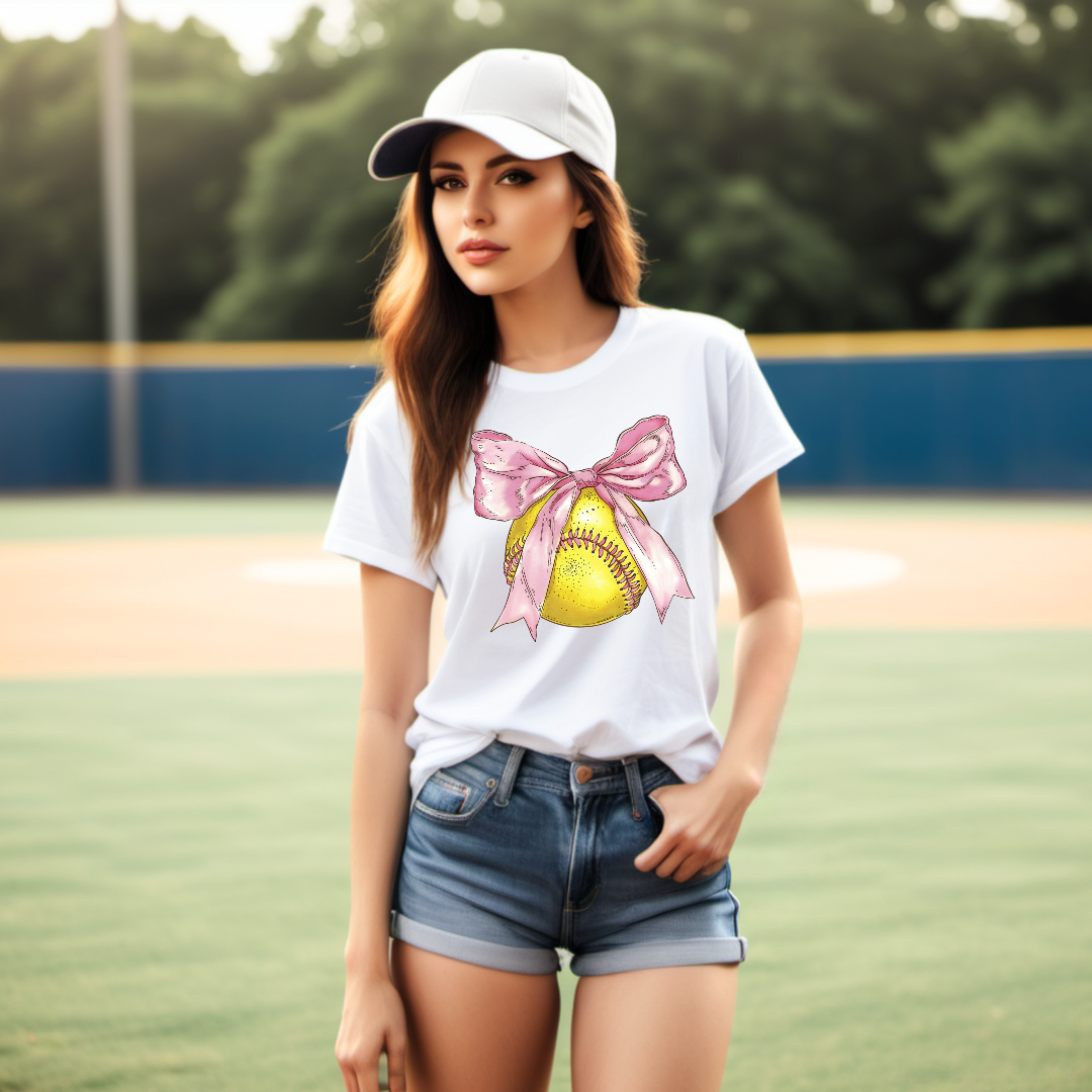 Coquette Bow Softball T-shirt