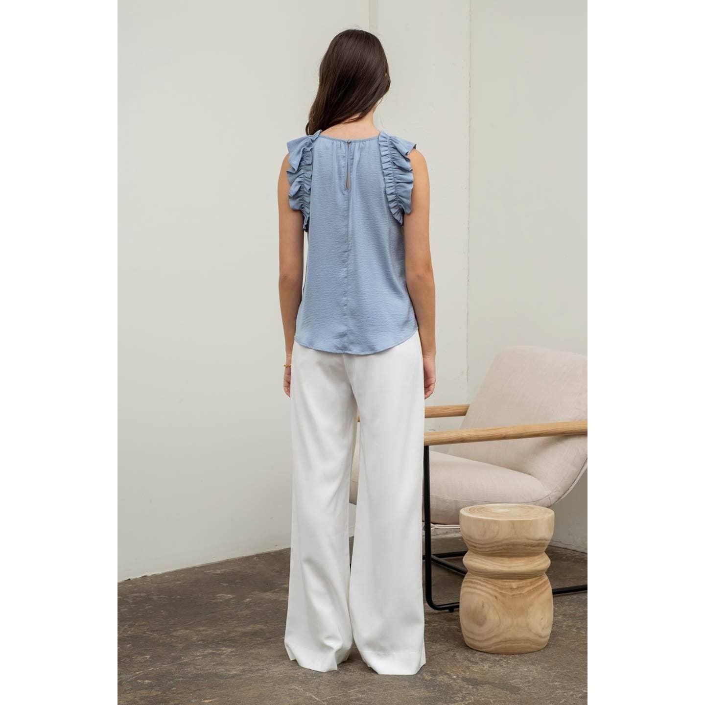 RUFFLE TRIM BLOUSE