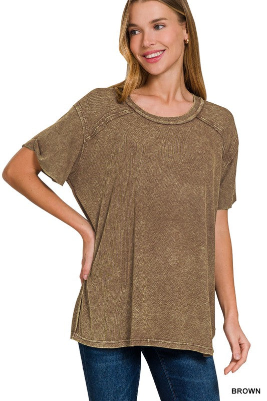 Washed Ribbed Top