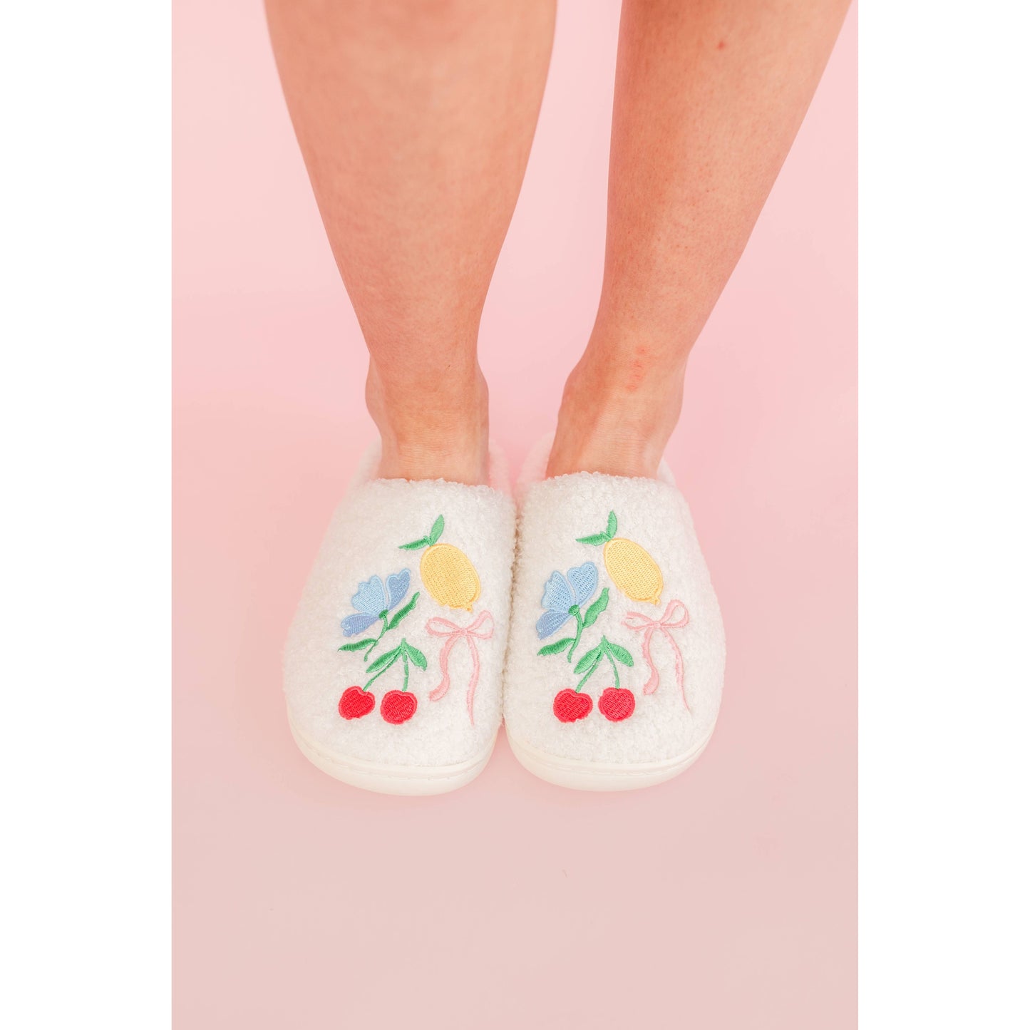 Fruit Cocktail Embroidery Slippers