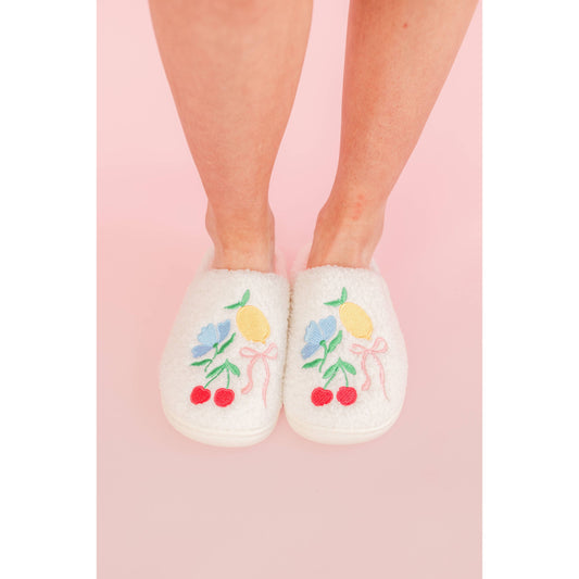 Fruit Cocktail Embroidery Slippers