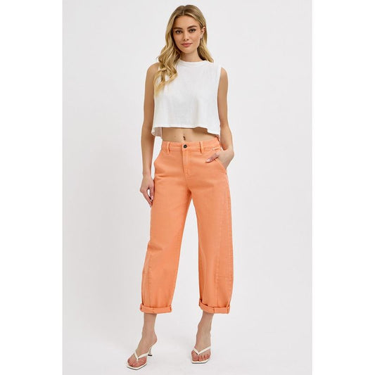 High Rise Relaxed Barrel Cuffed Pant