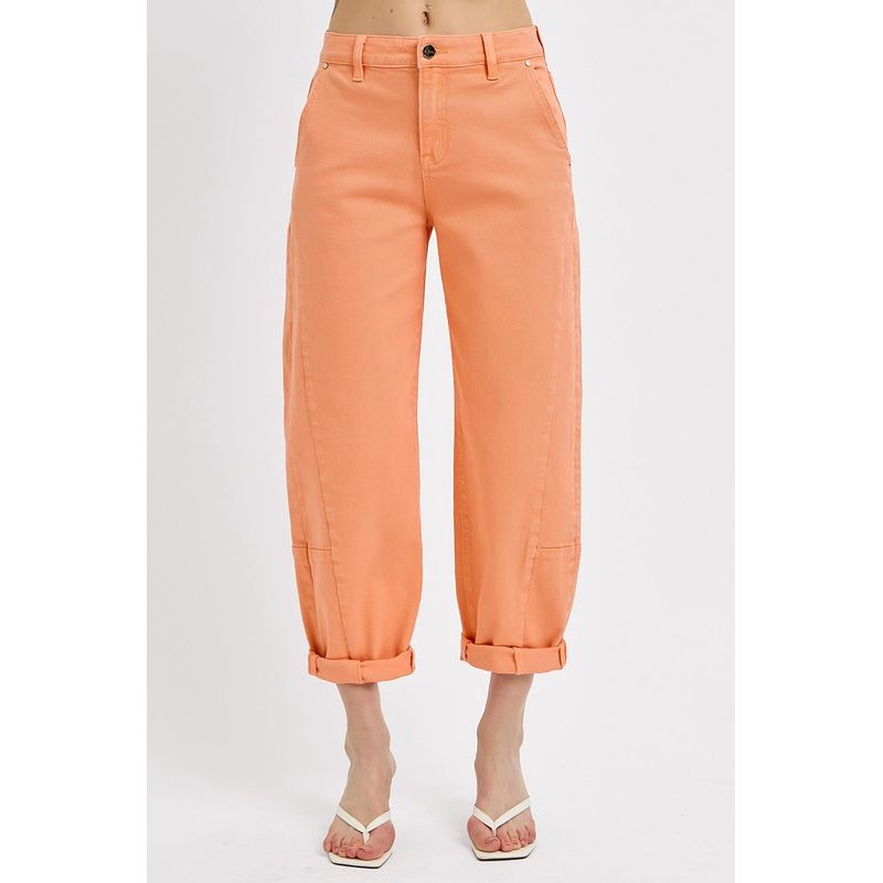 High Rise Relaxed Barrel Cuffed Pant