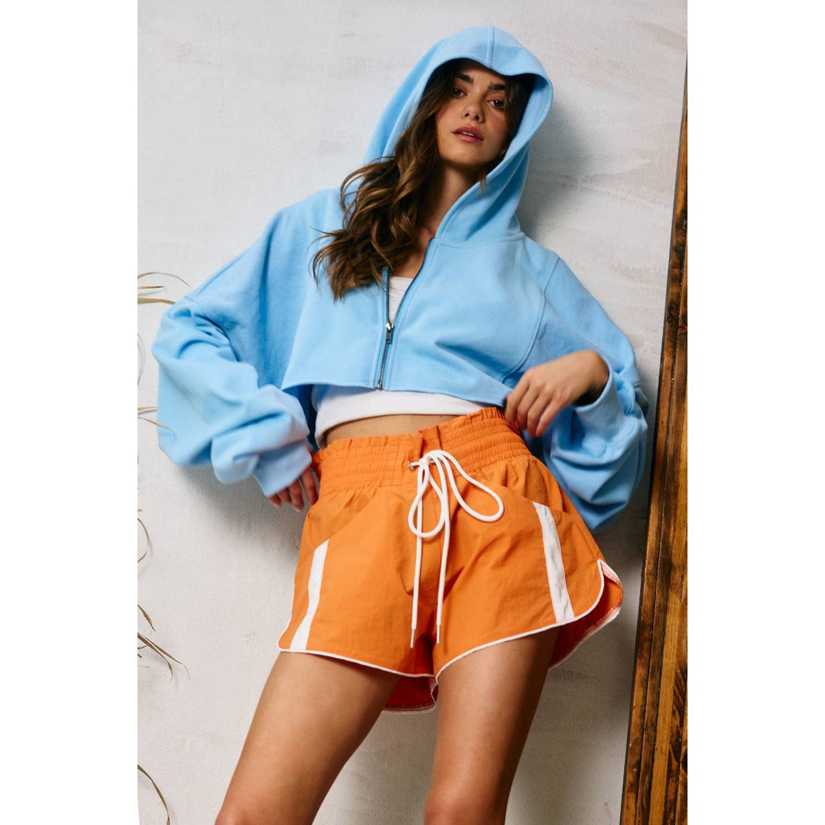 Windbreaker Shorts With Contrast Stripe