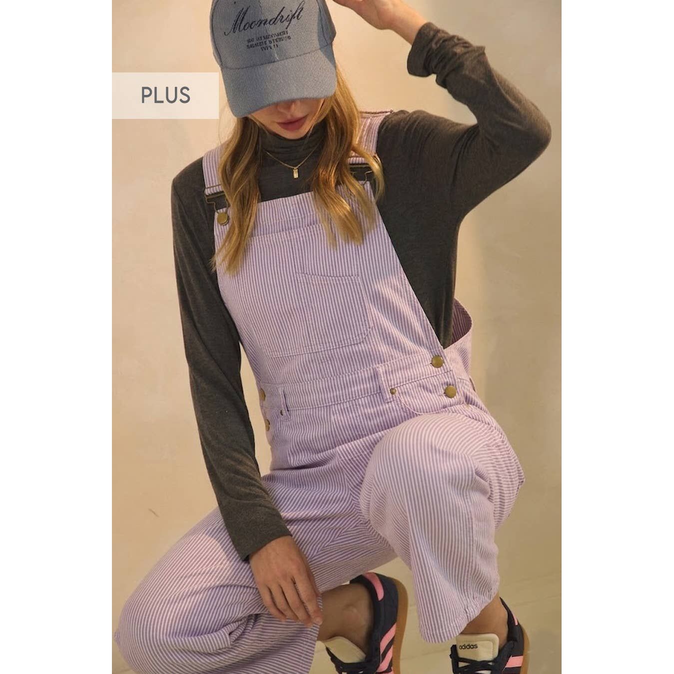 Plus Pinstriped Barrel-leg Overalls