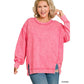 Plus Acid Wash F/terry Exposed-seam Sweatshirt