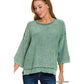 Washed 3/4 Sleeve Boxy Sweater