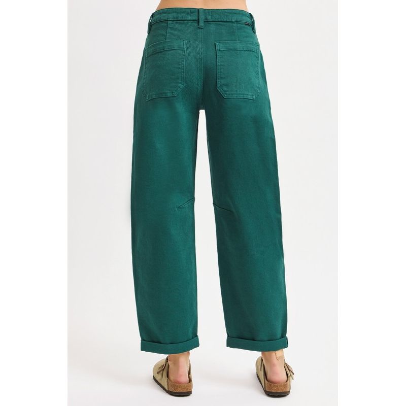 High Rise Ankle Cuffed Barrel Pants