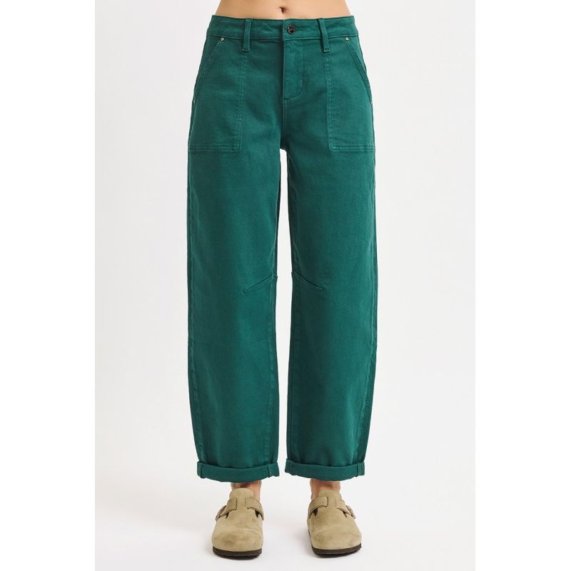 High Rise Ankle Cuffed Barrel Pants